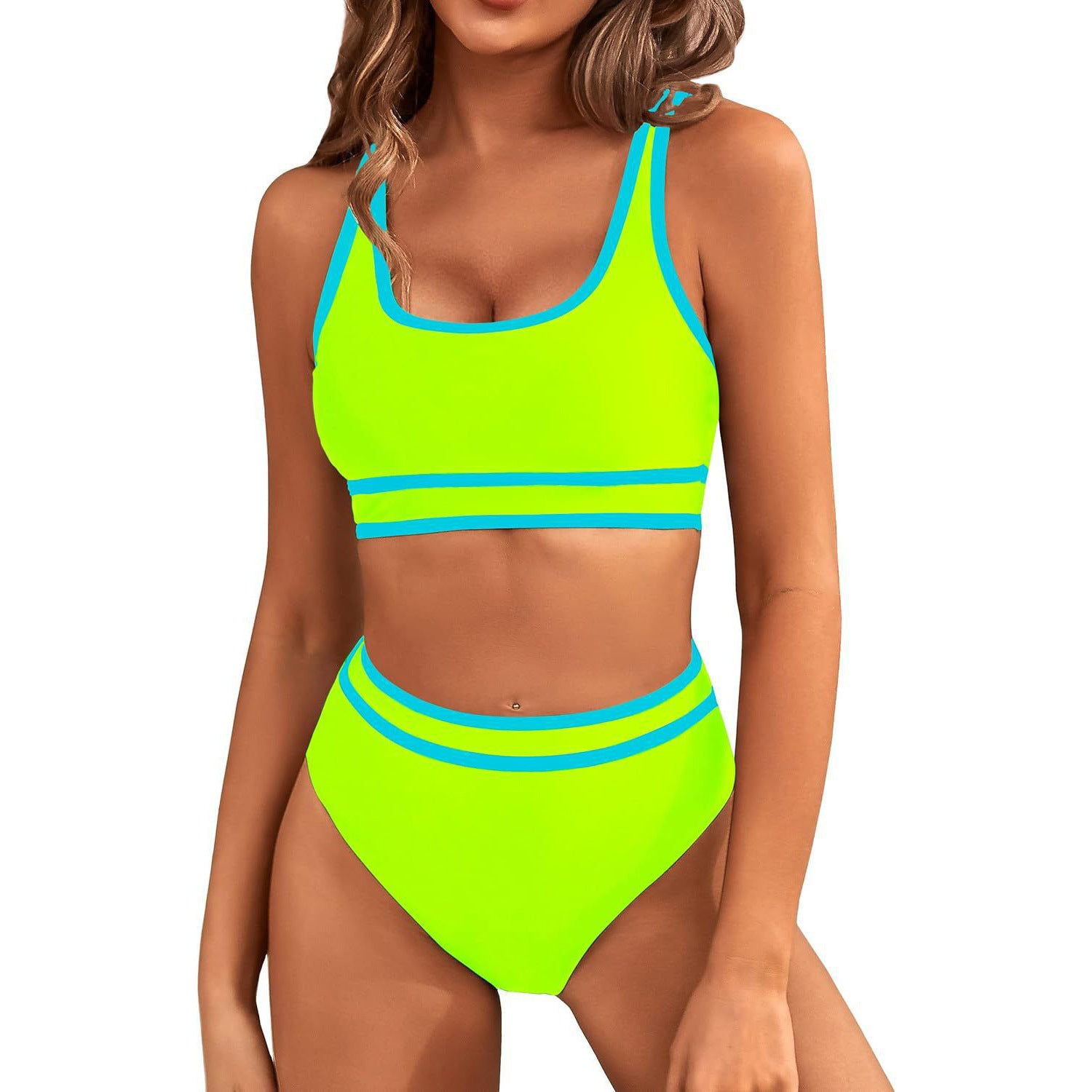 Bikini Tight-fitting Solid Color Swimsuit For Women